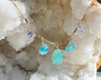 Peruvian Opal + Apatite + Tanzanite Necklace