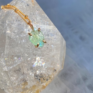 Carved Emerald Leaf Necklace