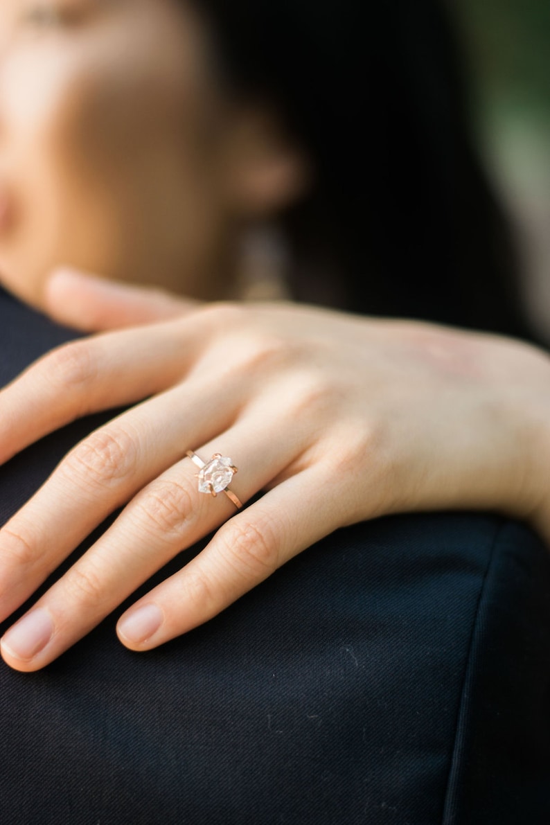 Herkimer Diamond Quartz Ring in Rose Gold image 4