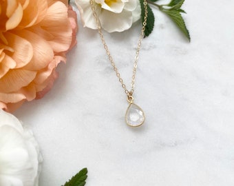 Faceted Rainbow Moonstone Necklace