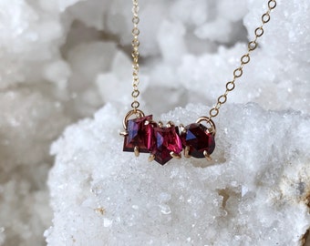 Rose Cut Rhodolite Garnet Necklace