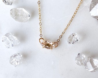 Herkimer Diamond Necklace in Gold, Rose Gold, or Sterling Silver