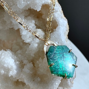 Geometric Cut Emerald Necklace