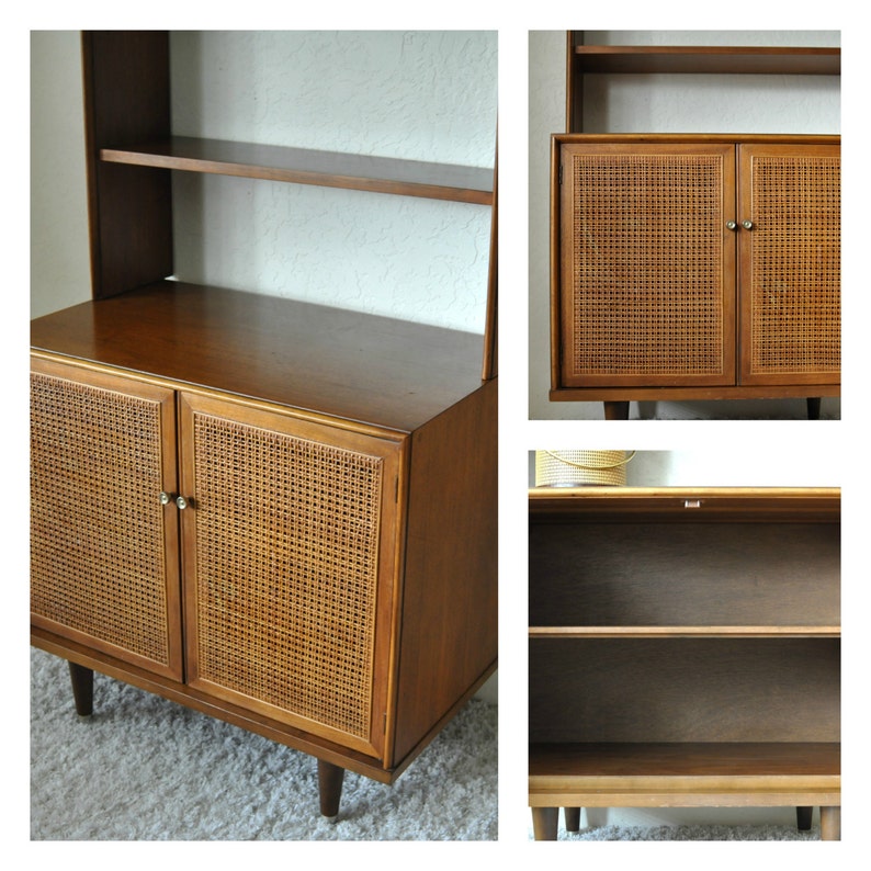 MCM Caned Hutch Dry Bar Danish Modern Style Etsy