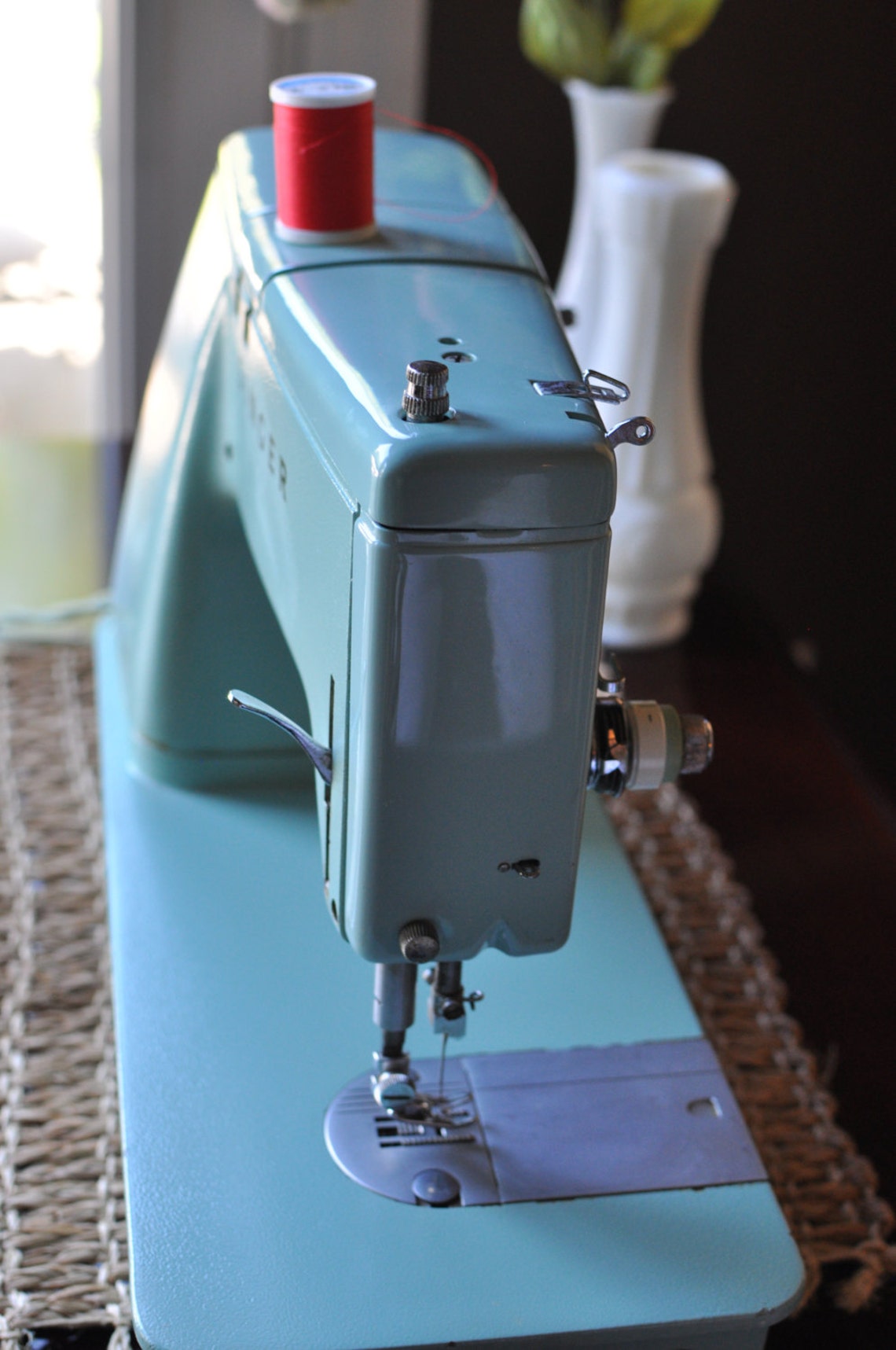 Vintage SINGER Sewing Machine Mint Green Model 338 / Working Etsy