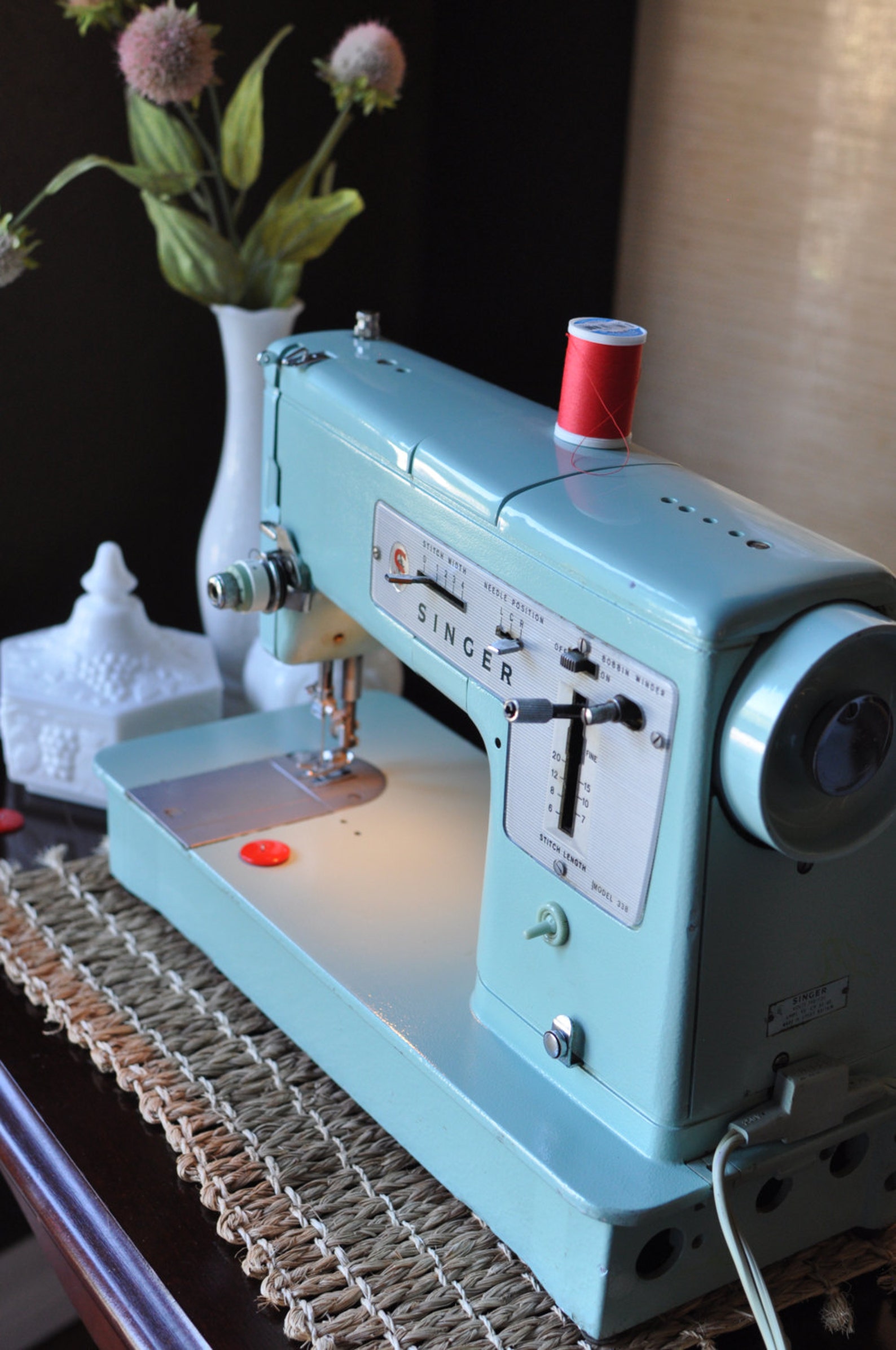 Vintage SINGER Sewing Machine Mint Green Model 338 / Working Etsy