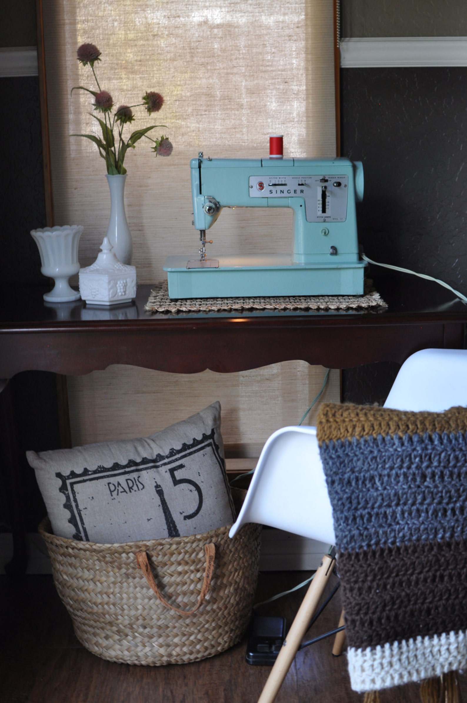 Vintage SINGER Sewing Machine Mint Green Model 338 / Working Etsy