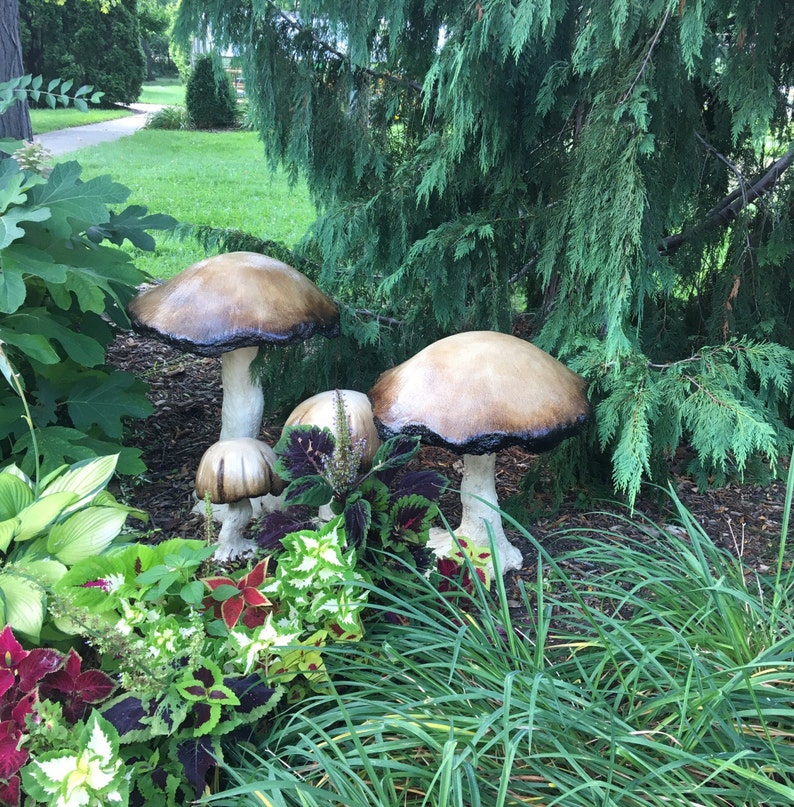 Oversized Garden Concrete Mushrooms Zen Garden Mushrooms Etsy