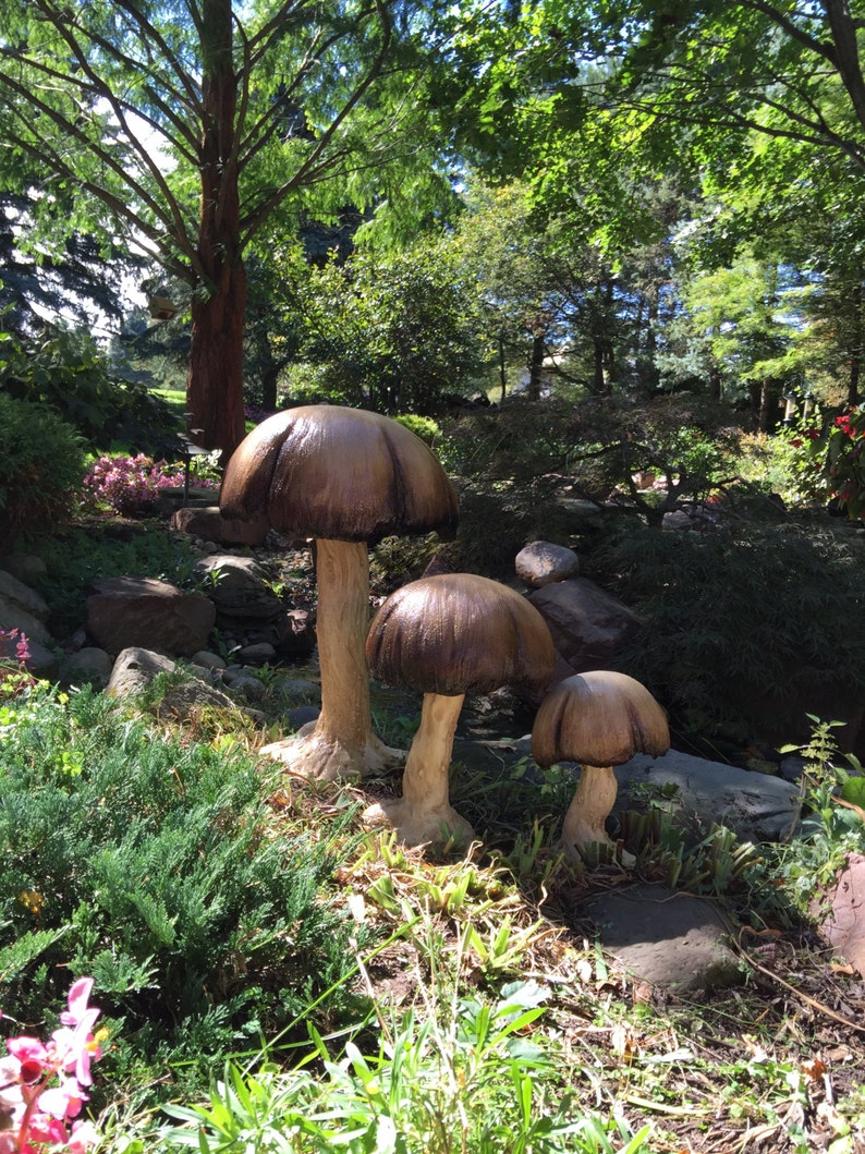 Oversized Garden Concrete Mushrooms Zen Garden Mushrooms Etsy