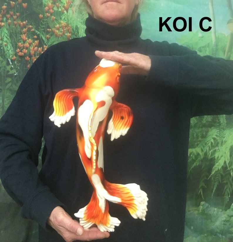 Koi Set of 2 Koi Wall Hanging Garden Fish Koi Fish Etsy