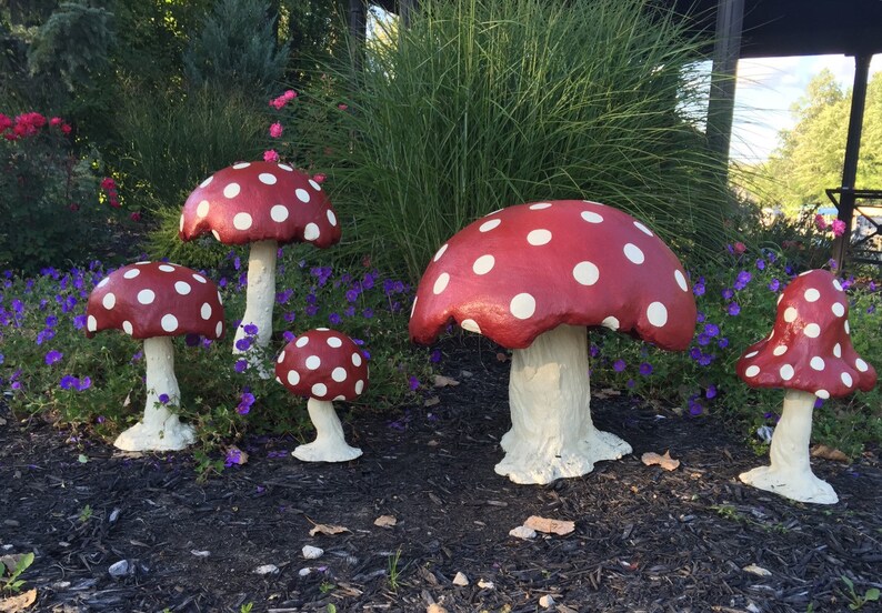 Oversized Garden Concrete Mushrooms Zen Garden Mushrooms Etsy