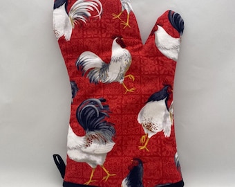 Oven Mitt - ROOSTERS, chickens, hens, eggs, chicken coop, farm, country