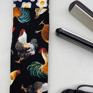 Curling Iron Flat Iron Straightener Cover - CHICKENS, roosters, hens, eggs, farm, 4H, backyard chickens