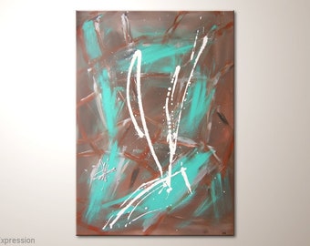 Mural abstract portrait, original acrylic painting "Expression". Buy modern pictures for the living room cheaply - art pictures directly from the artist