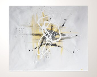 Image design en gris: peintures acryliques « Life » Abstrait. Tableau d’art moderne peint à la main. Toile peinture acrylique. Images abstraites pour le salon