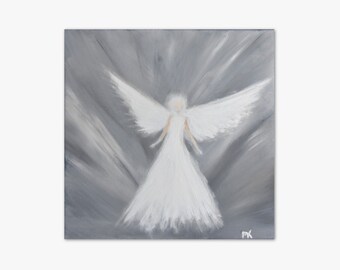 Angel Picture - Guardian Angel Spiritual: "Liberation" - Hand-painted angel art on canvas, original art pictures by the artist, modern