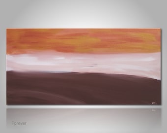 Original mood picture in brown and white, abstract painting with earth tones "Forever" Modern art picture hand-painted. Buy pictures for the living room