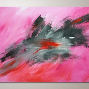 Original mural for the living room Desire. Abstract image in pink pink red black. Art images directly from the artist image 1