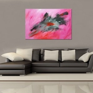 Original mural for the living room Desire. Abstract image in pink pink red black. Art images directly from the artist image 2