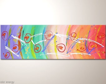 Abstract colorful picture on canvas: "Color Energy". Modern art - hand-painted artwork. Modern pictures for the living room, beautiful wall decoration