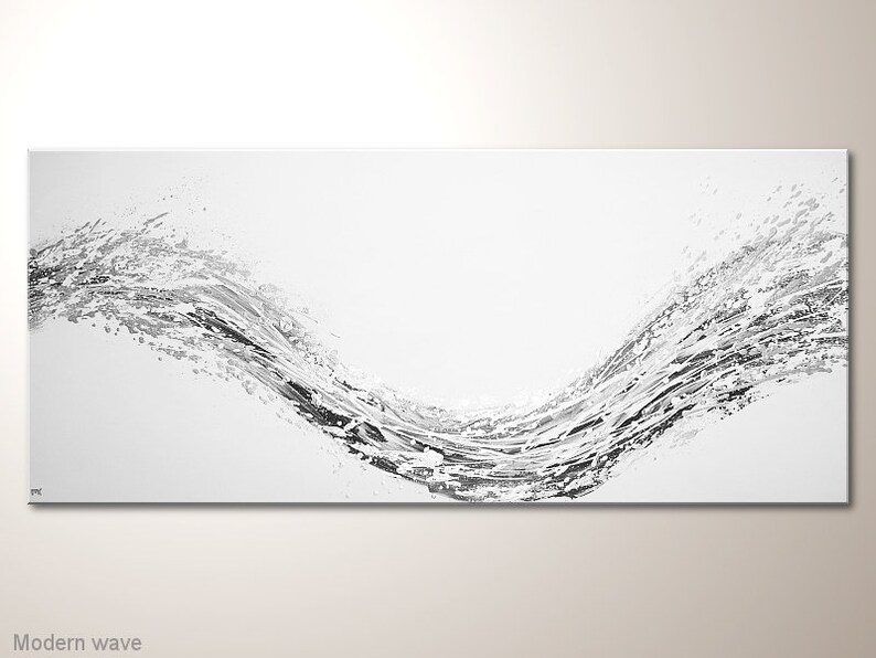 ABSTRACT Wall ART modern Wave Acrylic Painting on Canvas in Modern Colors. Fine Art for Living