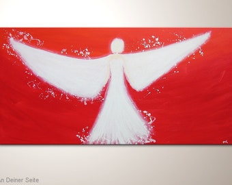 Ange gardien, peinture acrylique originale d’image d’ange « À vos côtés » - art spirituel d’ange sur toile, images d’art originales de l’artiste