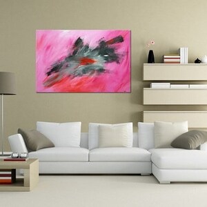 Original mural for the living room Desire. Abstract image in pink pink red black. Art images directly from the artist image 4