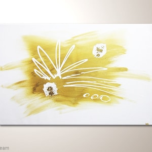 Elegante quadro da parete, dipinto acrilico originale "Golden Dream" - dipinto elegante in oro bianco, 90 x 60 cm. Immagini originali di arte moderna dell'artista