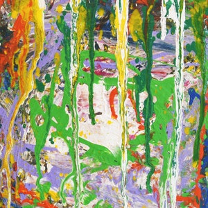 ABSTRACT Acrylic Fine ART &quot;Color Rain&quot; Living Room Painting -  Home Decor Unique and Handpainted Apartment Decor - Colorful Wall Hanging