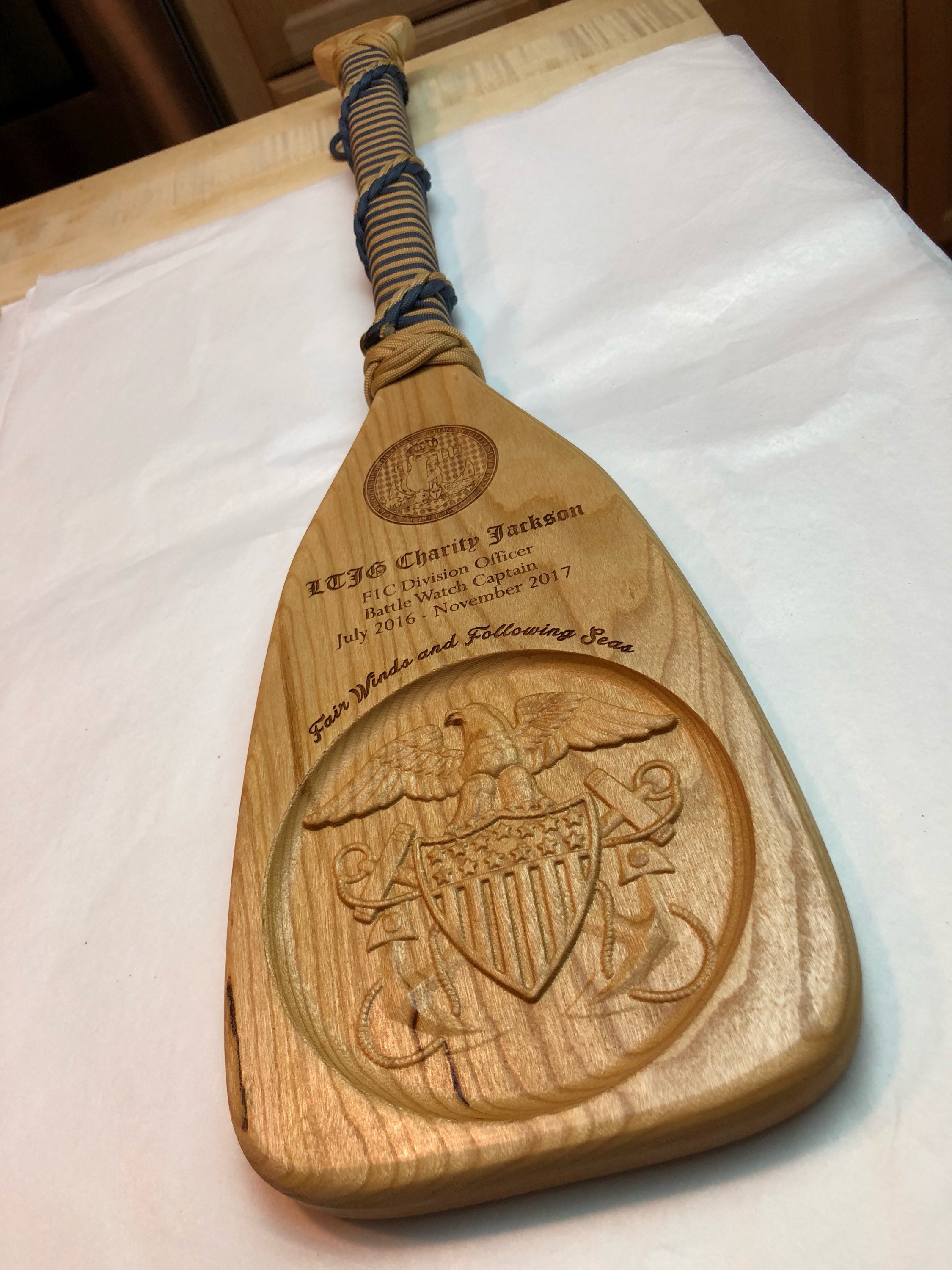 Navy Officer Crest Award Paddle Going Away Gift Transfer Etsy