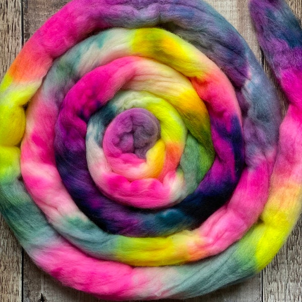 Neon spinning or Felting Fibre - 100g, 3.5 oz Merino - Wool Top Roving