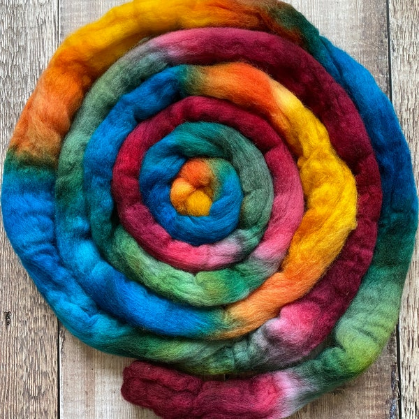 Jewel Tones Spinning or Felting Fibre - 100g, 3.5 oz Merino - Wool Top Roving- red, blue, green, yellow, orange