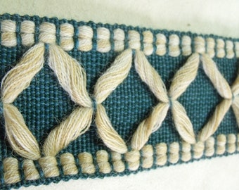 Wide Thick Tape Blue White Trim Vintage French Passementerie