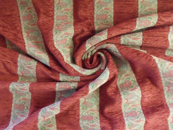 Lee Jofa Collins Paisley Chenille Stripe Bordeaux Red Etsy
