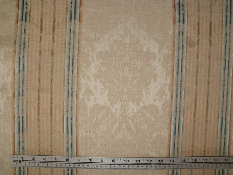Lee Jofa Cotton Rayon Linen Vicenza Stripe Damask Eggshell Upholstery Drapery Fabric