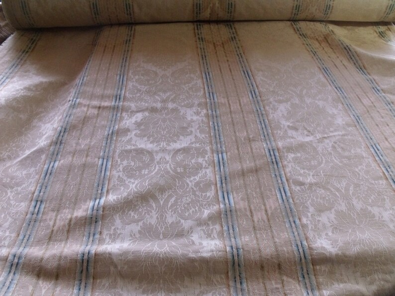 Lee Jofa Cotton Rayon Linen Vicenza Stripe Damask Eggshell Upholstery Drapery Fabric