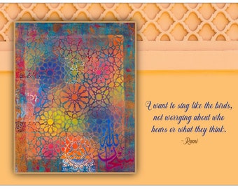 Rumi Greeting Card Set: Alhambra Art, Blank Inside (5 Cards)