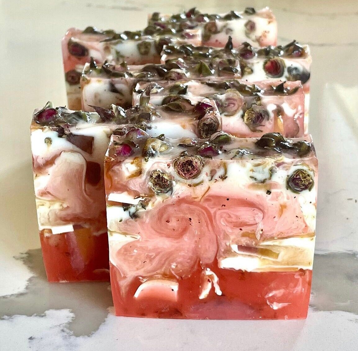 Handmade  - Set 0f 3, Rose Petal Soap, Flower Soap, Soap Gift Set, Holiday gift, Gift for her, Gift for Mom.