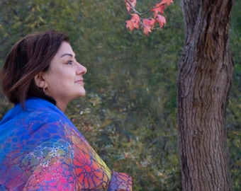 Handpainted Silk Scarf: Alhambra Inspired Wearable Art