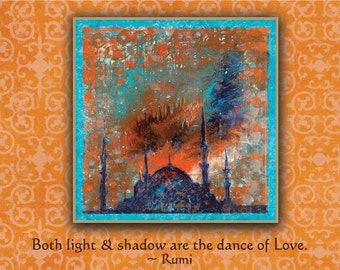 Rumi Quote Cards: Spiritual Art, Motivational Blank Cards - Set of 6
