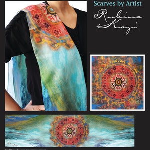 Art Scarves - Silk Summer Scarf, Colorful Scarf, Silk Wrap, Large Silk Scarf, Fine Art Scarf, Luxury Scarves, Art Shawl, Birthday Gift