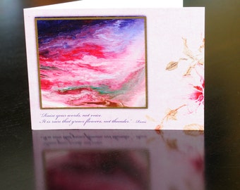 Abstract Art Cards: Rumi Quote, Metallic Paper, Set of 6