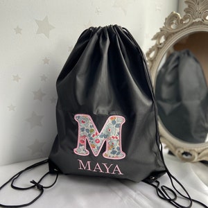 Personnalisé Brodé Applique Nom Cordon de Serrage PE Gym Bag Sac School bag Picnic Bag Sac Pour enfants, Liberty london , Monogram