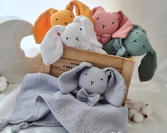 Personalised Baby comforter, Muslin comforter Gift , Muslin bunny comforter , Organic Muslin Bunny, Baby Shower Gifts. Security Baby blanket
