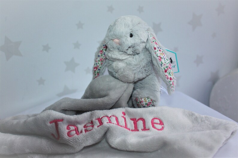 Personalised Jellycat Silver / Beige blossom bunny soft toy | Etsy