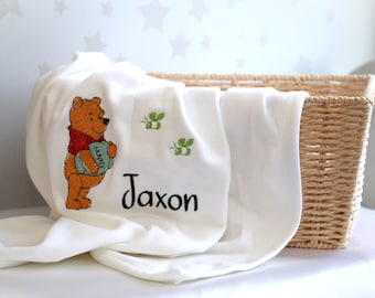 Personalised embroidered Winnie the Pooh baby blankets, Baby Shower, Gift, Easter Gift