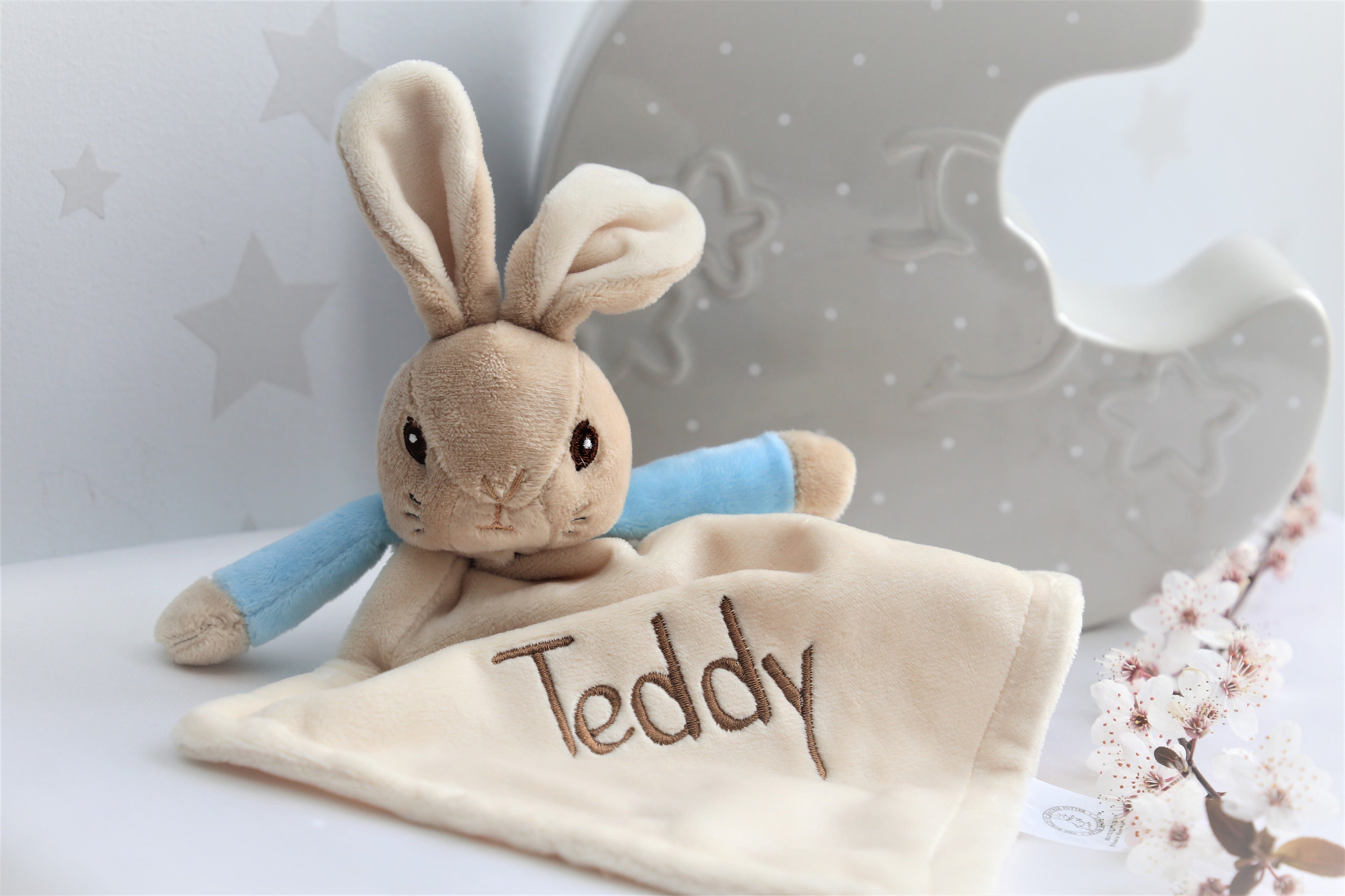 Bunny Comforter Peter Rabbit Snuggler Peter Beatrix Comforter Personalised Baby Blanket Etsy Canada