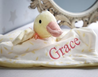 Baby comforter, Duck snuggle, Baby comforter, Personalised baby Blanket , Easter Baby , Baby Shower