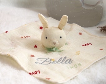 Personalised bunny soft toy comforter ,Soother, Baby Blankets /Snuggle / Baby Shower gift /Christmas girl/ gift