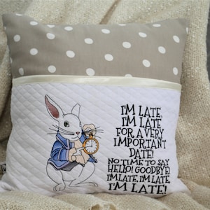 Book Cushion-Children&#39;s Reading Pillow , Alice in wonderland , cushion with pocket, baby shower